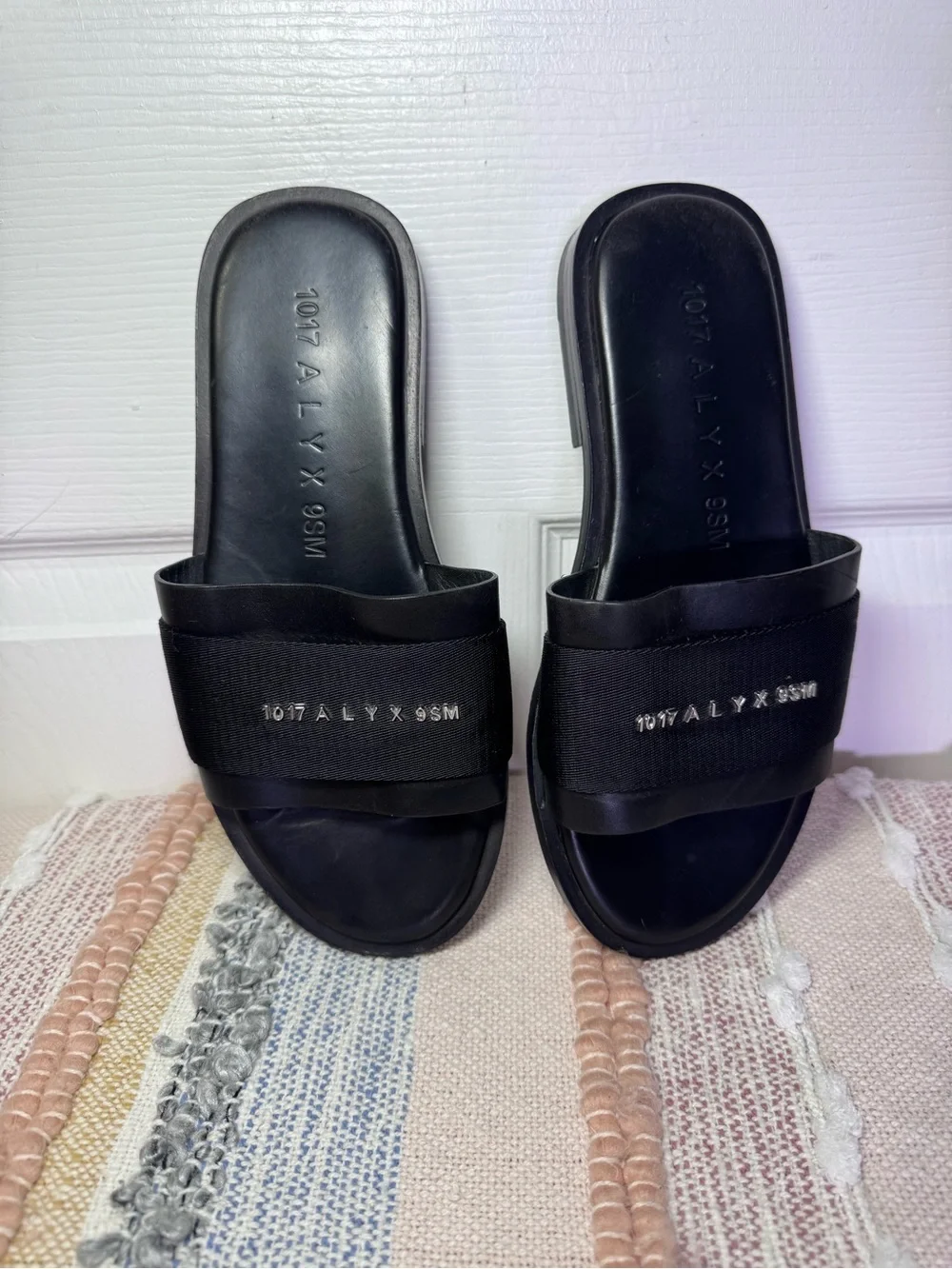 1017 ALYX 9SM Black Logo Band Slide Sandals